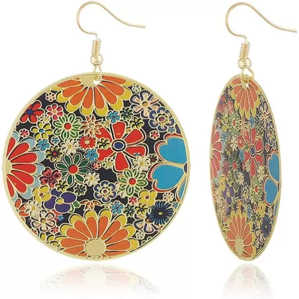 Gold Round Flower Disc Drop Dangle Earrings for Women Girls with Charms Boho Circle Ball Disk Blossom Spring Big Statement Dangling Hook Stud Earring Exaggerated JewelryGold Round Flower Disc Drop Dangle Earrings for Women Girls with Charms Boho Circle Ball Disk Blossom Spring Big Statement Dangling Hook Stud Earring Exaggerated Jewelry