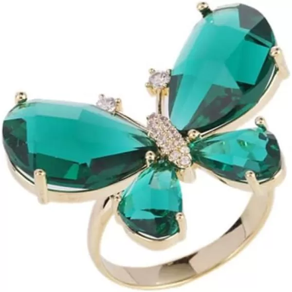 Green CZ Butterfly Statement Ring for Women Girls Hypoallergenic Gold Plated Adjustable Expandable Open Wrap Rings Comfort Fit Art Deco Fashion Birthday Wedding Party Jewelry GiftGreen CZ Butterfly Statement Ring for Women Girls Hypoallergenic Gold Plated Adjustable Expandable Open Wrap Rings Comfort Fit Art Deco Fashion Birthday Wedding Party Jewelry Gift
