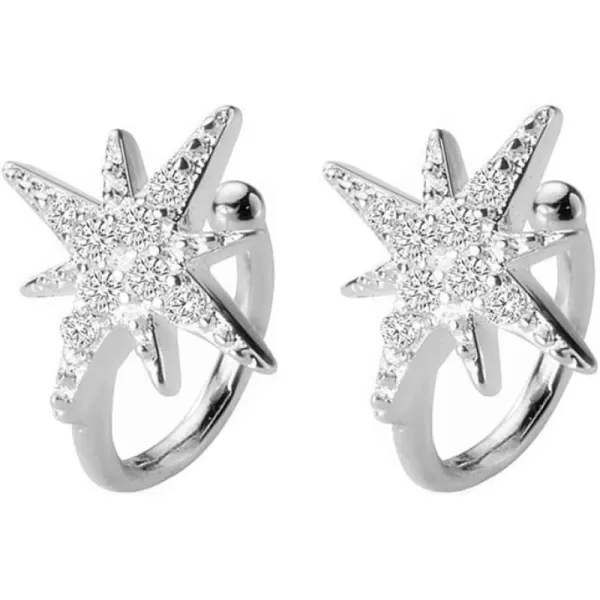 Huggie CZ Star Cuff Wrap Earrings for Women Girls 925 Sterling Silver Tiny Cute Crystal Diamond Twinkle Galaxy Hoop Clip on Earrings Cartilage Non Piercing Jewelry Fashion Wedding Gifts 18K White GoldHuggie CZ Star Cuff Wrap Earrings for Women Girls 925 Sterling Silver Tiny Cute Crystal Diamond Twinkle Galaxy Hoop Clip on Earrings Cartilage Non Piercing Jewelry Fashion Wedding Gifts 18K White Gold