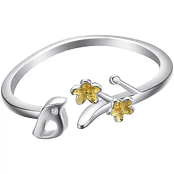 Hummingbird Flower S925 Sterling Silver Ring for Women Girls Two Tone Hollow Bird Expandable Open Finger Rings Adjustable Fashion Jewelry Christmas Birthday Dainty BFF GiftsHummingbird Flower S925 Sterling Silver Ring for Women Girls Two Tone Hollow Bird Expandable Open Finger Rings Adjustable Fashion Jewelry Christmas Birthday Dainty BFF Gifts