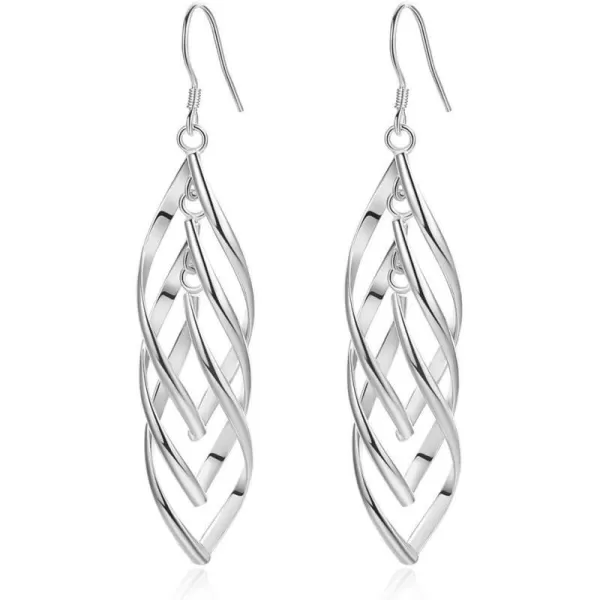 Hypoallergenic Linear Swirl Dangle Earrings for Women Girls Silver White Gold Plated Infinity French Wire Drop Dangling Hook Stud Fashion Minimalist Boho Jewelry GiftsHypoallergenic Linear Swirl Dangle Earrings for Women Girls Silver White Gold Plated Infinity French Wire Drop Dangling Hook Stud Fashion Minimalist Boho Jewelry Gifts