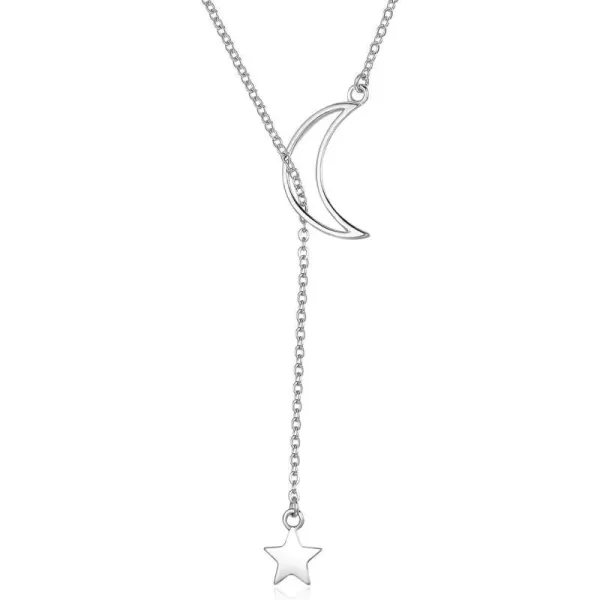 Lariat Y Necklace Crescent Moon Star 925 Sterling Silver for Women Girls Teens Dainty Layered Long Chain Pendant Personalist Jewelry Gifts FriendsLariat Y Necklace Crescent Moon Star 925 Sterling Silver for Women Girls Teens Dainty Layered Long Chain Pendant Personalist Jewelry Gifts Friends