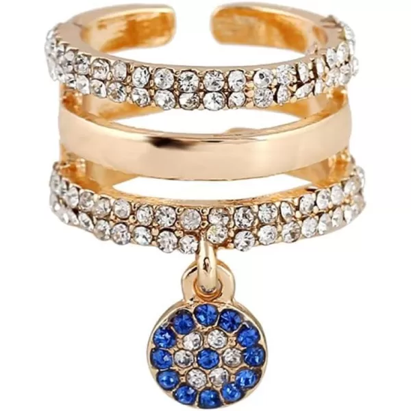 Layered CZ Evil Eye Statement Ring for Women Girl Protection Boho Crystal Gold Plated Open Band Wrap Size 6 Finger Rings Comfort Fit Bohemian Wedding Birthday Cocktail Party JewelryLayered CZ Evil Eye Statement Ring for Women Girl Protection Boho Crystal Gold Plated Open Band Wrap Size 6 Finger Rings Comfort Fit Bohemian Wedding Birthday Cocktail Party Jewelry