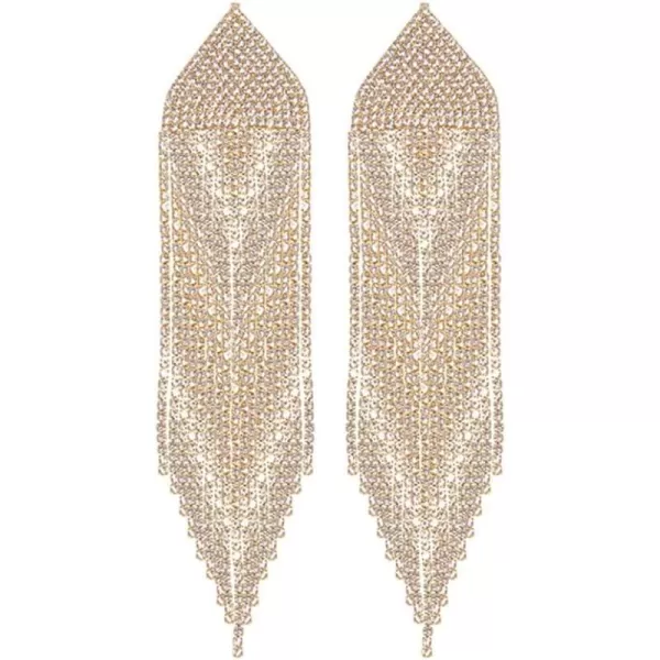 Luxury Fringe Crystal Drop Dangle Earrings for Women Girls Blink Diamond Chandelier Statement Dangling Stud Earring Exggerated Wedding Birthday Festival Jewelry GiftsGold