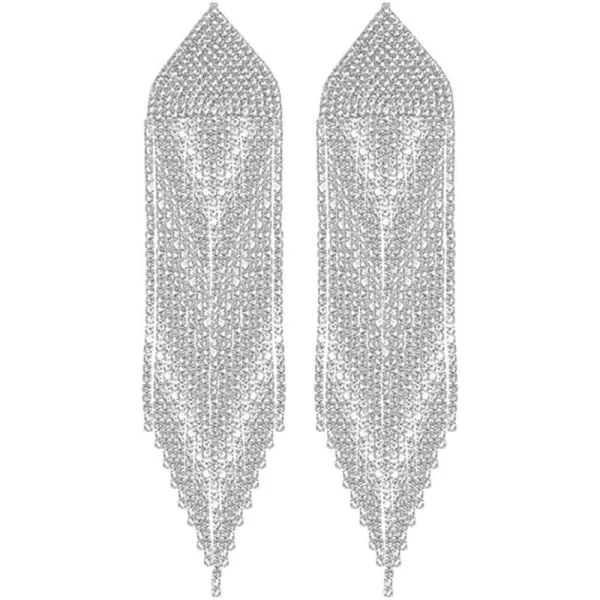 Luxury Fringe Crystal Drop Dangle Earrings for Women Girls Blink Diamond Chandelier Statement Dangling Stud Earring Exggerated Wedding Birthday Festival Jewelry GiftsSilver