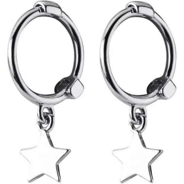 Mini Star Dangle Sterling Silver Small Hoop Earrings for Women Teen Girls Cartilage Sleeper Hoops Cute JewelryMini Star Dangle Sterling Silver Small Hoop Earrings for Women Teen Girls Cartilage Sleeper Hoops Cute Jewelry