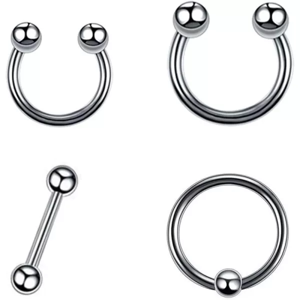 Minimalist Ball Jewelry Set 16G Stainless Steel Piercing Nose Ring Septum Hinged Segment Daith Small Hoop for Women Girls Men Hypoallergenic Tiny Barbell Cartilage Conch Tragus Stud Earrings 4 PCSMinimalist Ball Jewelry Set 16G Stainless Steel Piercing Nose Ring Septum Hinged Segment Daith Small Hoop for Women Girls Men Hypoallergenic Tiny Barbell Cartilage Conch Tragus Stud Earrings 4 PCS