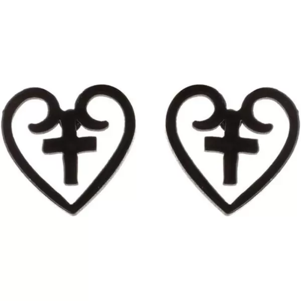 Minimalist Heart Cross Stud Earrings for Women Girls Stainless Steel Hypoallergenic Small Cute Button Studs Cartilage Tragus Post Fashion Punk Christmas Halloween Birthday Jewelry Gifts BlackMinimalist Heart Cross Stud Earrings for Women Girls Stainless Steel Hypoallergenic Small Cute Button Studs Cartilage Tragus Post Fashion Punk Christmas Halloween Birthday Jewelry Gifts Black