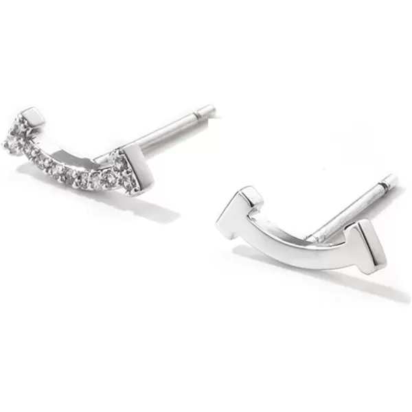 Minimalist Smiley CZ Stud Earrings for Women Girls S925 Sterling Silver Tiny Asymmetrical Arc Smile Symbol Tragus Post Earring Fashion Simple Jewelry SilverMinimalist Smiley CZ Stud Earrings for Women Girls S925 Sterling Silver Tiny Asymmetrical Arc Smile Symbol Tragus Post Earring Fashion Simple Jewelry Silver
