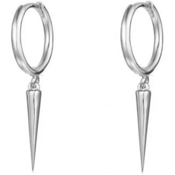 Minimalist Spike Dangle Drop Hoop Earrings for Women Girls 925 Sterling Silver Charms Hoops Cuff Cartilage Stud Tragus Helix Wrap Geometric Hypoallergenic Fashion Personalized PunkSilver