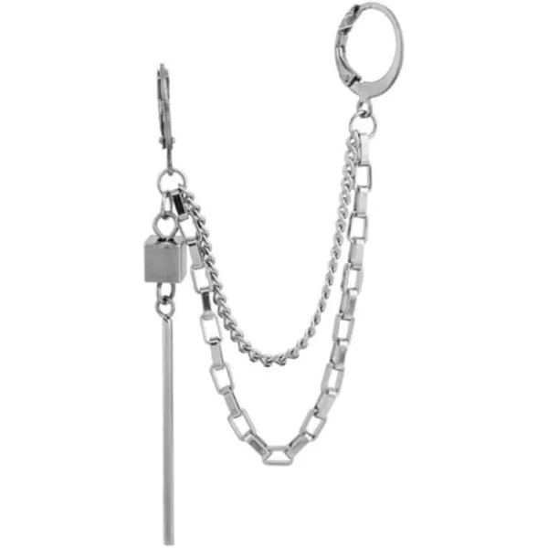 Punk Tassel Crawler Climber Small Hoop Earring for Women Girls Men Stainless Steel Cartilage Double Pair Hoops Vine Clip on Multi Layered Chain Drop Bar Dangle Fashion Jewelry 1 PiecePunk Tassel Crawler Climber Small Hoop Earring for Women Girls Men Stainless Steel Cartilage Double Pair Hoops Vine Clip on Multi Layered Chain Drop Bar Dangle Fashion Jewelry 1 Piece