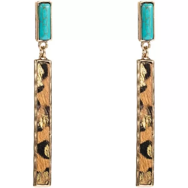 Rectangle Turquoise Dangle Earrings for Women Girls Hypoallergenic Gold Plated Long Charms Birthstone Leopard Print Faux Leather Drop Dangling Stud Retro Lightweight Birthday Holiday Party JewelryRectangle Turquoise Dangle Earrings for Women Girls Hypoallergenic Gold Plated Long Charms Birthstone Leopard Print Faux Leather Drop Dangling Stud Retro Lightweight Birthday Holiday Party Jewelry