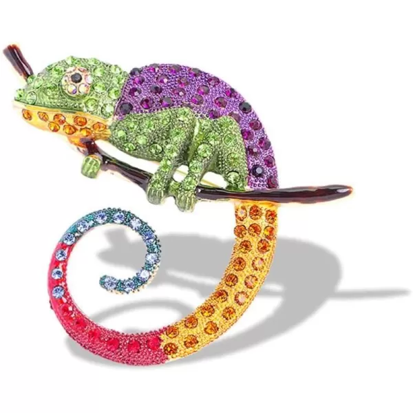 Rhinestone Chameleon Brooch Pin for Women Girls Fashion Exquisite Big Green Purple Colorful Crystal Animal Lizard Brooches Lapel Pins Dress Accessories Christmas Halloween Jewelry Unisex GiftRhinestone Chameleon Brooch Pin for Women Girls Fashion Exquisite Big Green Purple Colorful Crystal Animal Lizard Brooches Lapel Pins Dress Accessories Christmas Halloween Jewelry Unisex Gift