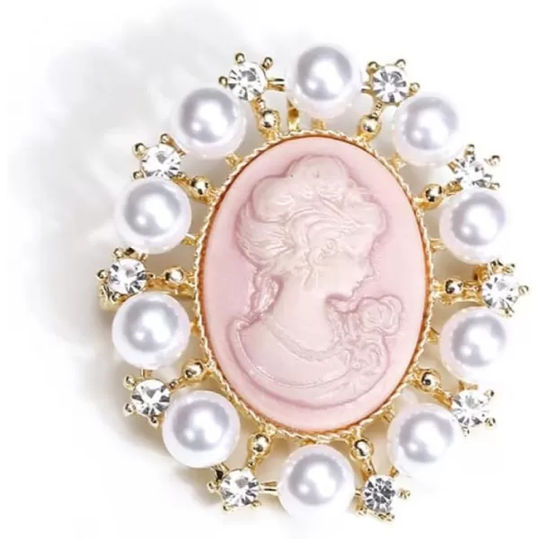 Rhinestone Pearl Cameo Brooch Pin for Women Girls Fashion Dainty Gold Plated Shell Pearls Crystal Wreath Carved Pink Victorian Lady Brooches Lapel Pins Vintage Dress Accessories Wedding Birthday Party JewelryRhinestone Pearl Cameo Brooch Pin for Women Girls Fashion Dainty Gold Plated Shell Pearls Crystal Wreath Carved Pink Victorian Lady Brooches Lapel Pins Vintage Dress Accessories Wedding Birthday Party Jewelry