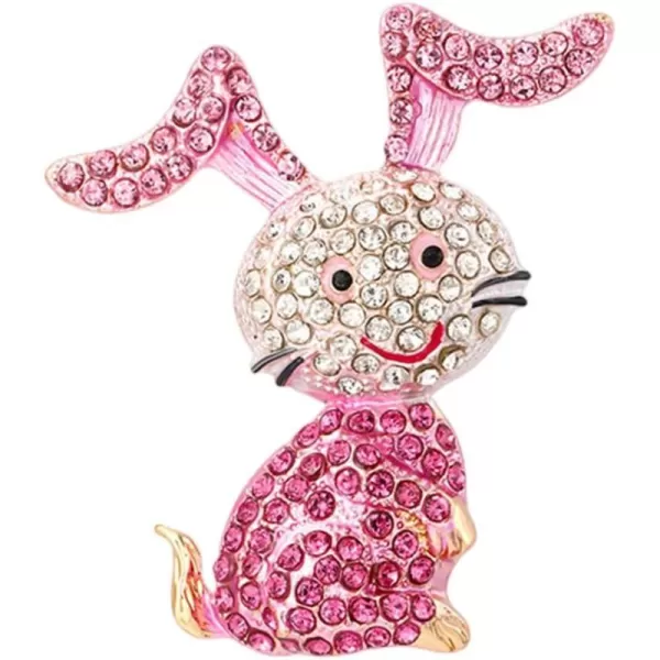 Rhinestone Pink Rabbit Animal Brooch Pin for Women Girls Teens Gold Plated Cute Crystal Cartoon Bunny Brooches Lapel Pins Lucky Decor Dress Accessories Easter Holiday Jewelry Gift for Daughter Niece PetLoverRhinestone Pink Rabbit Animal Brooch Pin for Women Girls Teens Gold Plated Cute Crystal Cartoon Bunny Brooches Lapel Pins Lucky Decor Dress Accessories Easter Holiday Jewelry Gift for Daughter Niece PetLover