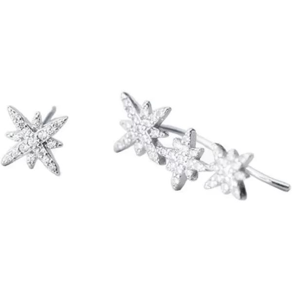 Star Cuff Wrap Earring Studs for Women Girls 925 Sterling Silver 3 Star Constellation Ear Dangle Climber Crawler CZ Crystal Diamond Asymmetric White Gold Plated Sweep Hook Pin Unique Wedding JewelryStar Cuff Wrap Earring Studs for Women Girls 925 Sterling Silver 3 Star Constellation Ear Dangle Climber Crawler CZ Crystal Diamond Asymmetric White Gold Plated Sweep Hook Pin Unique Wedding Jewelry