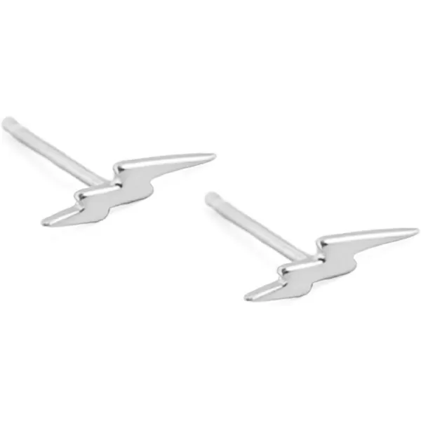 Sterling Silver Lightning Bolt Tiny Stud Earrings for Women Girls Men Hypoallergenic Pierced Ear Minimalist Polished Mini Flash Thunder Button Tragus Post Pin Body Jewelry95mm Silver