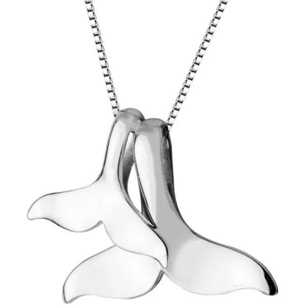 Sterling Silver Necklace with Double Mermaid Tail Pendants for Women Girls Men Delicate Personalized Polished Fish Whale Tail Pendant Dangling 18 Chain Fashion JewelrySterling Silver Necklace with Double Mermaid Tail Pendants for Women Girls Men Delicate Personalized Polished Fish Whale Tail Pendant Dangling 18 Chain Fashion Jewelry