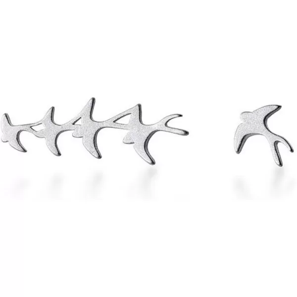 Swallow Bird Sterling Silver Earrings for Women Girls Cute Hummingbird Cuff Wrap Crawler Climber Stud Earrings Asymmetrical Brushed Animal Post Pin Delicate Piercing Ear Jewelry SilverSwallow Bird Sterling Silver Earrings for Women Girls Cute Hummingbird Cuff Wrap Crawler Climber Stud Earrings Asymmetrical Brushed Animal Post Pin Delicate Piercing Ear Jewelry Silver