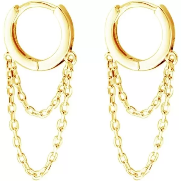 Tassel Chain Drop Dangle Small Hoop Earrings for Women Girls 925 Sterling Silver Huggie Helix Cartilage Tragus Daith Piercing Cuff Minimalist Fashion Personalized Punk JewelryGold