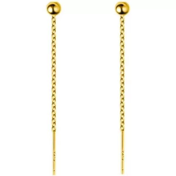 Threader Bead Tassel Drop Earrings for Women Girls S925 Sterling Silver 2mm Tiny Ball Long Chain Dangle Minimalism Ear Piercing Studs Jewelry Hypoallergenic Fashion Gifts45mm gold plated