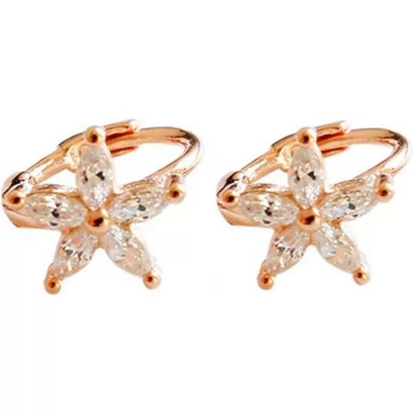 Tiny CZ Hoop Earrings Mini Cartilage Studs for Girls Women Teens S925 Sterling Silver Pierced Upper Ear Cubic Zirconia Daisy Cuff Earrings Hypoallergenic Dainty Body Jewelry 6mmrose gold plated