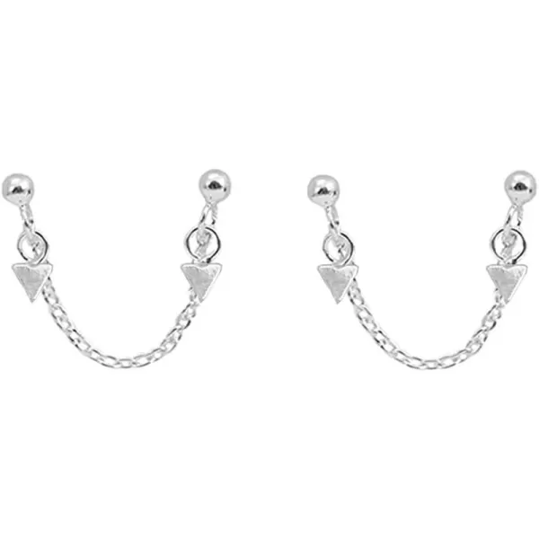 Triangle Double Piercing Tassel Chain Drop Dangle Cartilage Ball Bead Stud Earrings for Women Girls S925 Sterling Silver Geometric 2 Hole Helix Tragus Post Pin Fashion Cute Birthday Christmas GiftsTriangle Double Piercing Tassel Chain Drop Dangle Cartilage Ball Bead Stud Earrings for Women Girls S925 Sterling Silver Geometric 2 Hole Helix Tragus Post Pin Fashion Cute Birthday Christmas Gifts