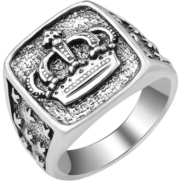 Unisex King Princess Crown Signet Statement Ring for Women Men Silver Plated Square Wide Band Finger Rings Cross Star Engraved Comfort Fit Personalized Jewelry Gifts for Father Brother Sister Size 9Unisex King Princess Crown Signet Statement Ring for Women Men Silver Plated Square Wide Band Finger Rings Cross Star Engraved Comfort Fit Personalized Jewelry Gifts for Father Brother Sister Size 9