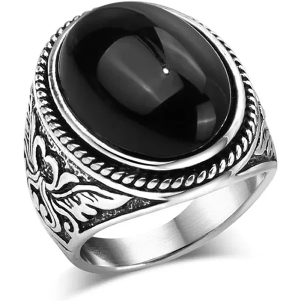 Vintage Black CZ Lucky Statement Ring for Women Girls Unisex Silver Plated Titanium Steel Crystal Imitation Obsidian Amulet Wide Band Finger Rings Comfort Fit Retro Boho Birthday Cocktail Party Jewelry Size 8Vintage Black CZ Lucky Statement Ring for Women Girls Unisex Silver Plated Titanium Steel Crystal Imitation Obsidian Amulet Wide Band Finger Rings Comfort Fit Retro Boho Birthday Cocktail Party Jewelry Size 8