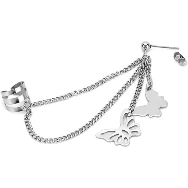Vintage Butterfly Tassel Ear Cuff Cartilage Crawler Climber Earring for Women Girls Men Stainless Steel Small Hoop Wrap Vine Clip on Butterflies Ball Bead Stud Post Layered Chain Drop Fashion Y2K Jewelry 1 PieceVintage Butterfly Tassel Ear Cuff Cartilage Crawler Climber Earring for Women Girls Men Stainless Steel Small Hoop Wrap Vine Clip on Butterflies Ball Bead Stud Post Layered Chain Drop Fashion Y2K Jewelry 1 Piece