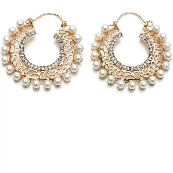 Vintage Pearl Filigree Hoop Earrings for Women Girls Imitation Cubic Zirconia Gold Dangle Statement Drop Huggie Big Hoops Hypoallergenic Bohemian Jewelry Dainty Party Wedding GiftsVintage Pearl Filigree Hoop Earrings for Women Girls Imitation Cubic Zirconia Gold Dangle Statement Drop Huggie Big Hoops Hypoallergenic Bohemian Jewelry Dainty Party Wedding Gifts