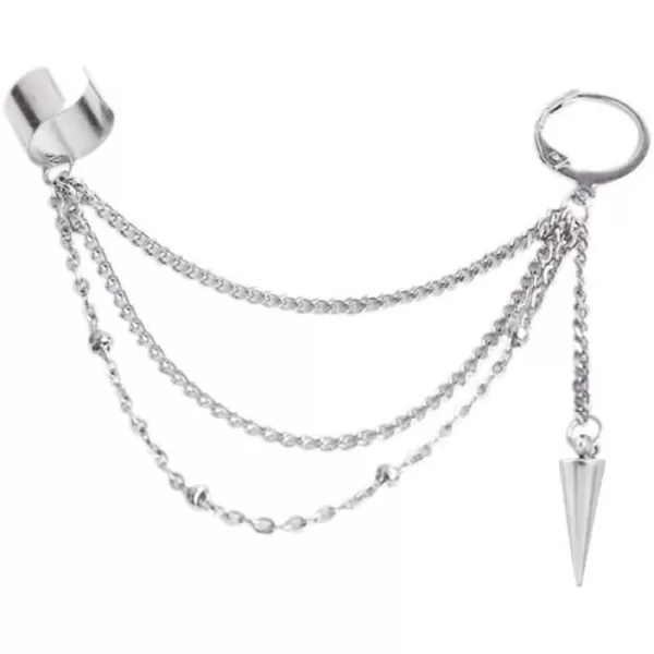 Vintage Tassel Dangle Ear Cuff Crawler Climber Earring for Women Girls Stainless Steel Cartilage Small Hoop Wrap Vine Clip on Layered Chain Drop Fashion Lightweight Comfy Jewelry 1 PieceSpike