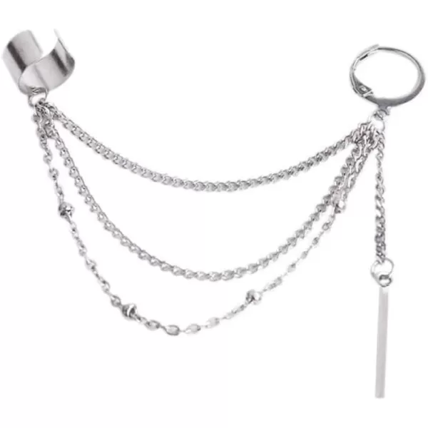 Vintage Tassel Dangle Ear Cuff Crawler Climber Earring for Women Girls Stainless Steel Cartilage Small Hoop Wrap Vine Clip on Layered Chain Drop Fashion Lightweight Comfy Jewelry 1 PieceBar