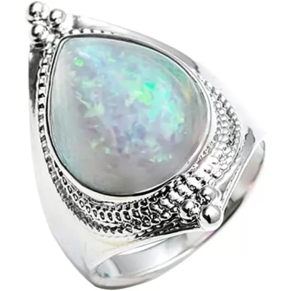 Vintage Teardrop Statement Ring for Women Girls Silvery Imitation Opal Water Drop Big Wide Band Finger Rings Comfort Fit Retro Bollywood Indian Style Wedding Birthday Party Cosplay Y2K Jewelry Size 8Vintage Teardrop Statement Ring for Women Girls Silvery Imitation Opal Water Drop Big Wide Band Finger Rings Comfort Fit Retro Bollywood Indian Style Wedding Birthday Party Cosplay Y2K Jewelry Size 8