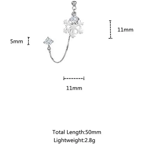 1 PC of CZ Snowflake Double Piercing Tassel Chain Drop Dangle Ball Bead Stud Earring for Women Girls S925 Sterling Silver Crystal 2 Hole Helix Cartilage Post Pin Jewerly Cute Dainty Christmas Gifts1 PC of CZ Snowflake Double Piercing Tassel Chain Drop Dangle Ball Bead Stud Earring for Women Girls S925 Sterling Silver Crystal 2 Hole Helix Cartilage Post Pin Jewerly Cute Dainty Christmas Gifts