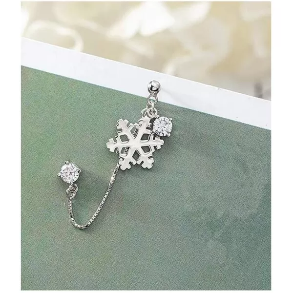 1 PC of CZ Snowflake Double Piercing Tassel Chain Drop Dangle Ball Bead Stud Earring for Women Girls S925 Sterling Silver Crystal 2 Hole Helix Cartilage Post Pin Jewerly Cute Dainty Christmas Gifts1 PC of CZ Snowflake Double Piercing Tassel Chain Drop Dangle Ball Bead Stud Earring for Women Girls S925 Sterling Silver Crystal 2 Hole Helix Cartilage Post Pin Jewerly Cute Dainty Christmas Gifts