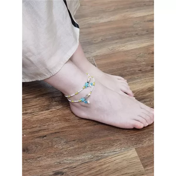 2 PCS Cute Starfish Conch Shell Anklet Set for Women Girls Faux Pearl Beaded Colorful Seeds Charm Foot Chain Bracelet Adjustable Nickel Free Birthday Seabeach Vacation Jewelry2 PCS Cute Starfish Conch Shell Anklet Set for Women Girls Faux Pearl Beaded Colorful Seeds Charm Foot Chain Bracelet Adjustable Nickel Free Birthday Seabeach Vacation Jewelry