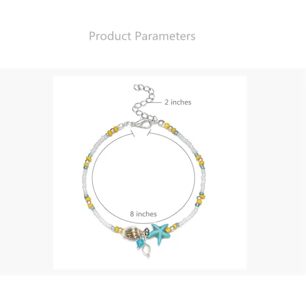 2 PCS Cute Starfish Conch Shell Anklet Set for Women Girls Faux Pearl Beaded Colorful Seeds Charm Foot Chain Bracelet Adjustable Nickel Free Birthday Seabeach Vacation Jewelry2 PCS Cute Starfish Conch Shell Anklet Set for Women Girls Faux Pearl Beaded Colorful Seeds Charm Foot Chain Bracelet Adjustable Nickel Free Birthday Seabeach Vacation Jewelry