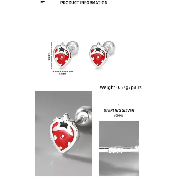 20g Tiny Strawberry Stud Earrings 925 Sterling Silver Hypoallergenic Small Ball Cartilage Earring for Women Girls Enamel Flat Fruit Screw Back Tragus Post Dainty Cute Birthday Holiday Jewelry Gifts20g Tiny Strawberry Stud Earrings 925 Sterling Silver Hypoallergenic Small Ball Cartilage Earring for Women Girls Enamel Flat Fruit Screw Back Tragus Post Dainty Cute Birthday Holiday Jewelry Gifts