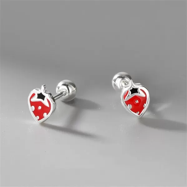 20g Tiny Strawberry Stud Earrings 925 Sterling Silver Hypoallergenic Small Ball Cartilage Earring for Women Girls Enamel Flat Fruit Screw Back Tragus Post Dainty Cute Birthday Holiday Jewelry Gifts20g Tiny Strawberry Stud Earrings 925 Sterling Silver Hypoallergenic Small Ball Cartilage Earring for Women Girls Enamel Flat Fruit Screw Back Tragus Post Dainty Cute Birthday Holiday Jewelry Gifts