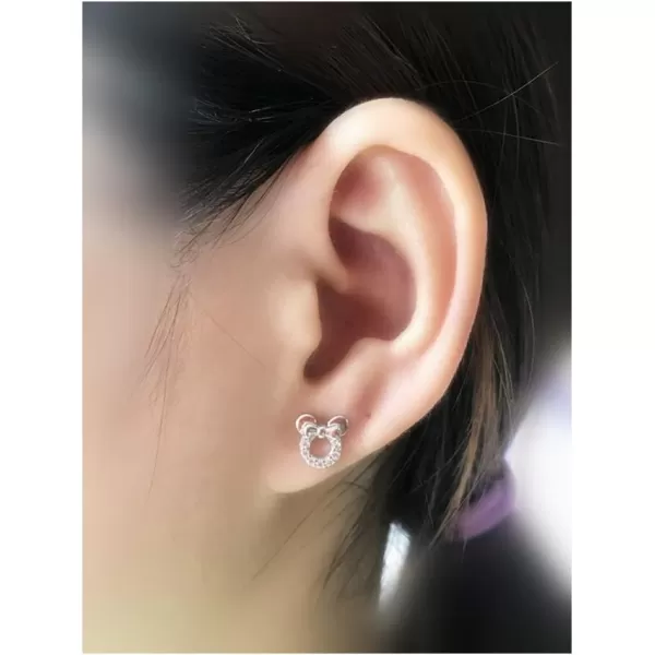 925 Sterling Silver CZ Mouse Stud Earrings for Girls Women Cubic Zirconia Tiny Cute Mice Stud Post Pin Earring Hypoallergenic for Sensitive Ear Dainty Jewelry Giftsclassic