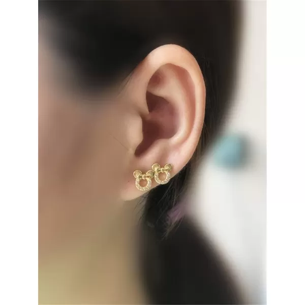 925 Sterling Silver CZ Mouse Stud Earrings for Girls Women Cubic Zirconia Tiny Cute Mice Stud Post Pin Earring Hypoallergenic for Sensitive Ear Dainty Jewelry Giftsgold plated