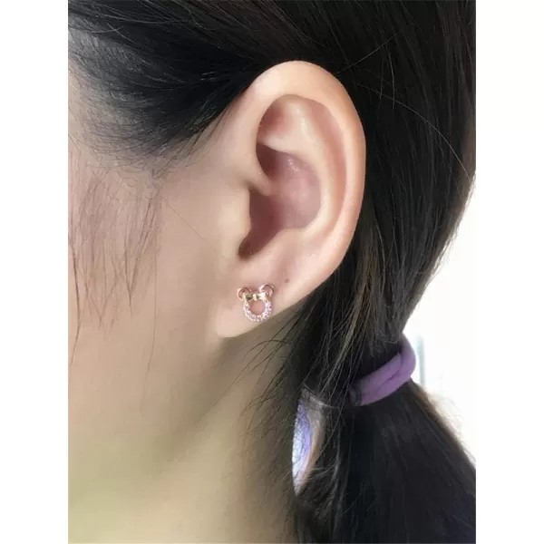 925 Sterling Silver CZ Mouse Stud Earrings for Girls Women Cubic Zirconia Tiny Cute Mice Stud Post Pin Earring Hypoallergenic for Sensitive Ear Dainty Jewelry Giftsrose gold