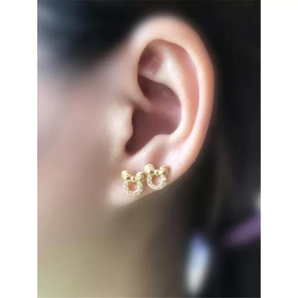 925 Sterling Silver CZ Mouse Stud Earrings for Girls Women Cubic Zirconia Tiny Cute Mice Stud Post Pin Earring Hypoallergenic for Sensitive Ear Dainty Jewelry Giftsgold plated