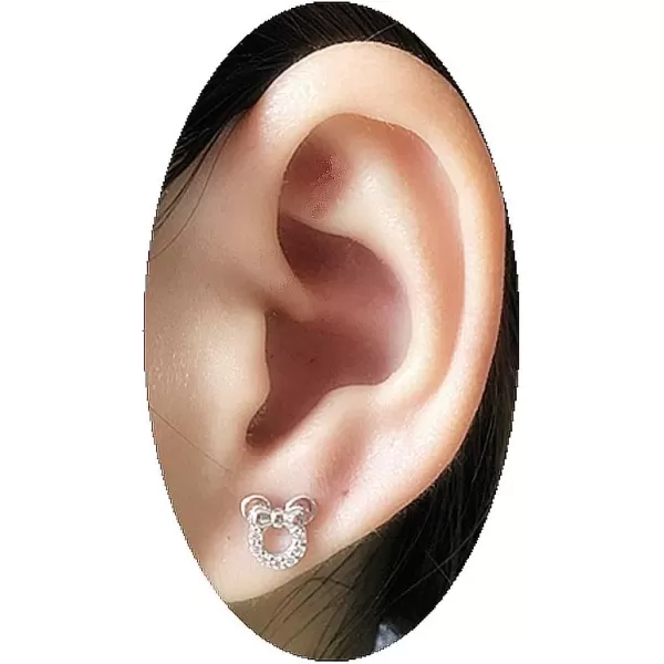 925 Sterling Silver CZ Mouse Stud Earrings for Girls Women Cubic Zirconia Tiny Cute Mice Stud Post Pin Earring Hypoallergenic for Sensitive Ear Dainty Jewelry Giftsclassic