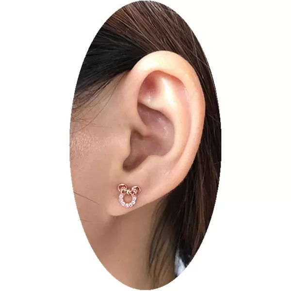 925 Sterling Silver CZ Mouse Stud Earrings for Girls Women Cubic Zirconia Tiny Cute Mice Stud Post Pin Earring Hypoallergenic for Sensitive Ear Dainty Jewelry Giftsrose gold clear