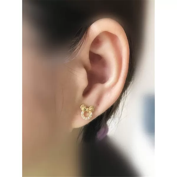 925 Sterling Silver CZ Mouse Stud Earrings for Girls Women Cubic Zirconia Tiny Cute Mice Stud Post Pin Earring Hypoallergenic for Sensitive Ear Dainty Jewelry Giftsgold plated