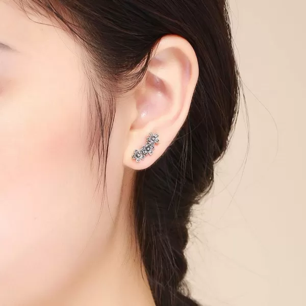 Antique Daisy Flower CZ Crawler Stud Earrings for Women Girls Cuff Wrap 925 Sterling Silver Cartilage Climber Vintage Fashion Hypoallergenic GiftsAntique Daisy Flower CZ Crawler Stud Earrings for Women Girls Cuff Wrap 925 Sterling Silver Cartilage Climber Vintage Fashion Hypoallergenic Gifts
