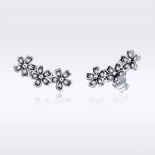 Antique Daisy Flower CZ Crawler Stud Earrings for Women Girls Cuff Wrap 925 Sterling Silver Cartilage Climber Vintage Fashion Hypoallergenic GiftsAntique Daisy Flower CZ Crawler Stud Earrings for Women Girls Cuff Wrap 925 Sterling Silver Cartilage Climber Vintage Fashion Hypoallergenic Gifts