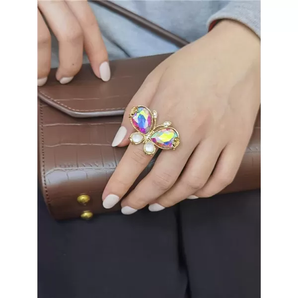 Big Butterfly Statement Ring for Women Girls Gold Antique Mosaic Crystal CZ Wedding Engagement Expandable Open Wrap Finger Rings Adjustable Comfort Fit Boho Indian Bollywood Style Exaggerated Y2K JewelryBig Butterfly Statement Ring for Women Girls Gold Antique Mosaic Crystal CZ Wedding Engagement Expandable Open Wrap Finger Rings Adjustable Comfort Fit Boho Indian Bollywood Style Exaggerated Y2K Jewelry